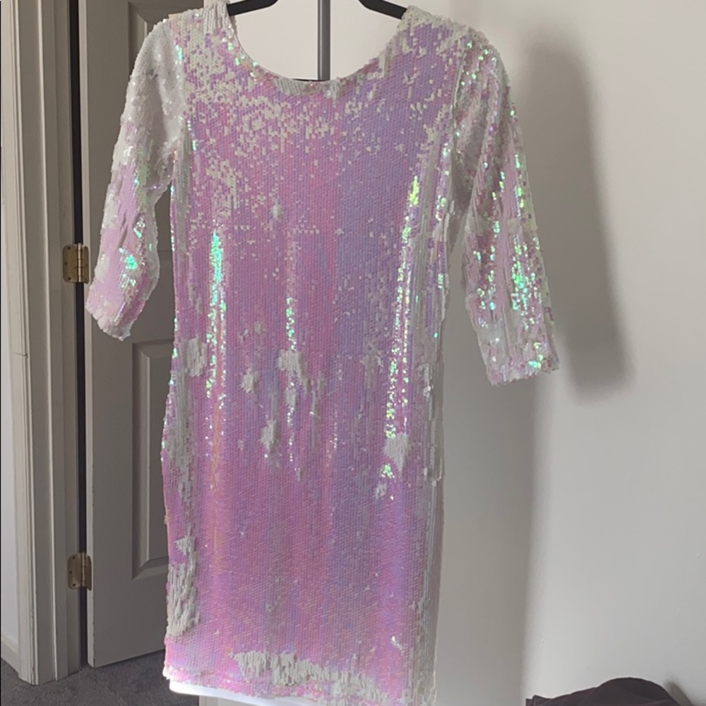 White Flip Sequin Dress